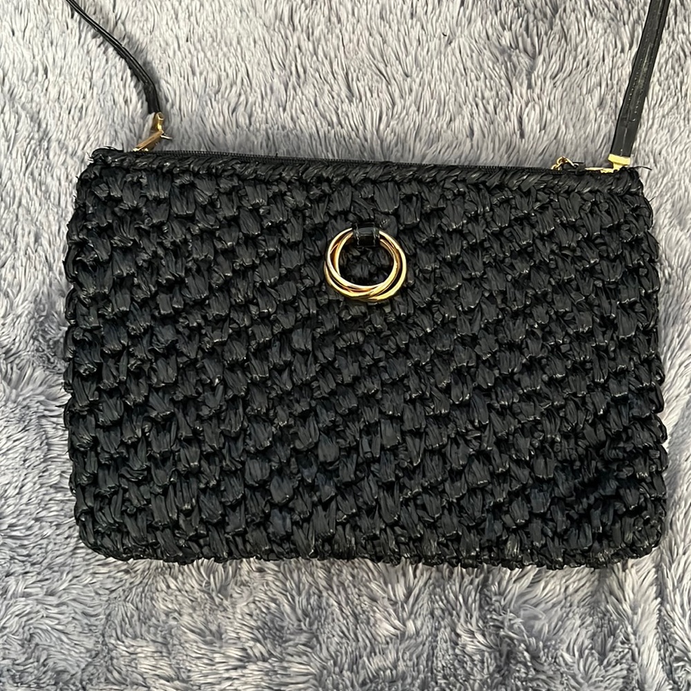 Vintage Italian woven black purse